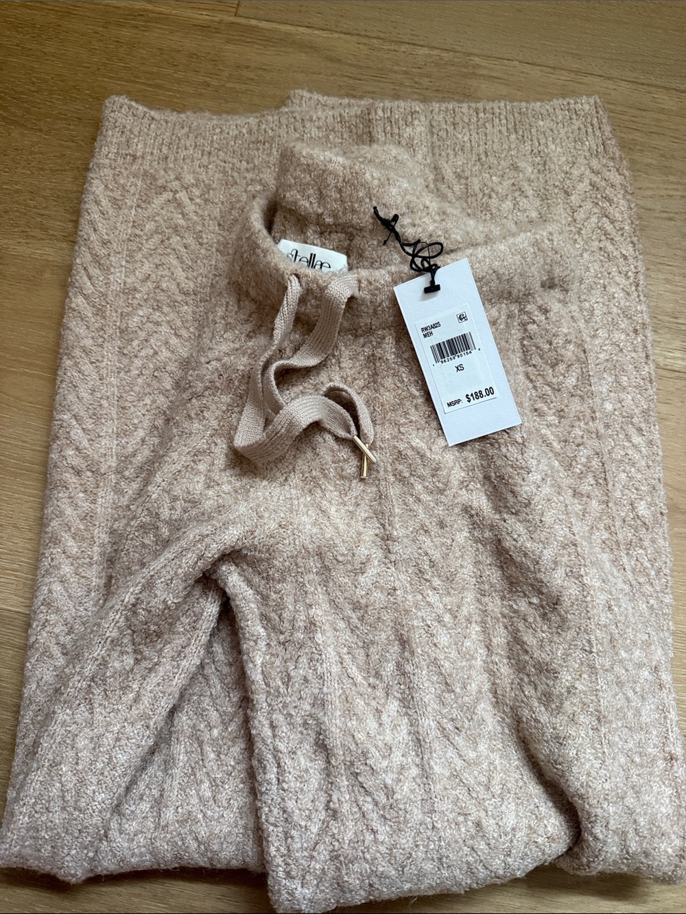Stellae Dux Cable-Knit Drawstring Sweatpants - Picture 2 of 2